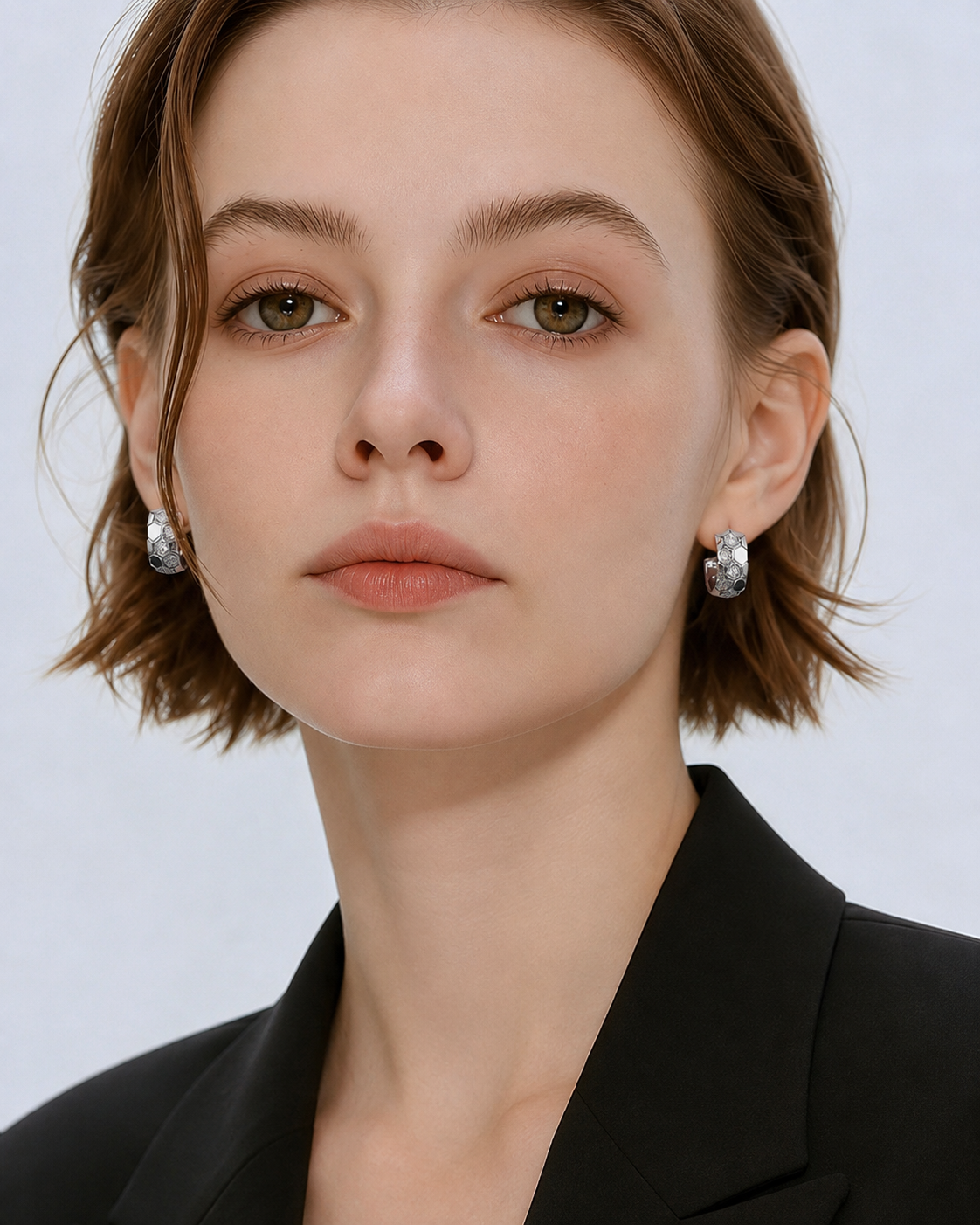 Honeycomb Crystal Hoop Earrings additional view 3