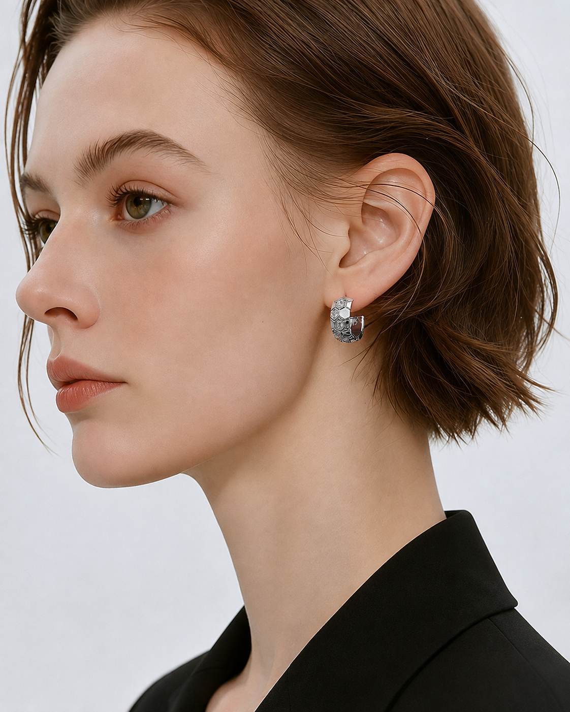 Honeycomb Crystal Hoop Earrings additional view 4