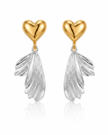 Amora Heart Wing Earrings with vacuum pvd 18k gold plating silver