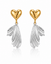 Amora Heart Wing Earrings with vacuum pvd 18k gold plating silver