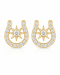 Gold Lucky Star Horseshoe Studs