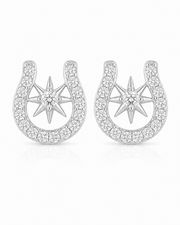 Silver Lucky Star Horseshoe Studs