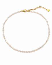 Élodie Pearl Choker with mother-of-pearl bead shape: rice-shaped