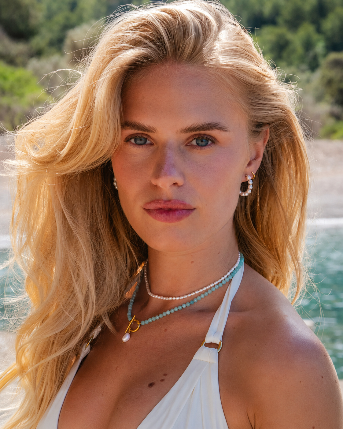 Élodie Pearl Choker with mother-of-pearl bead shape: rice-shaped additional view 4