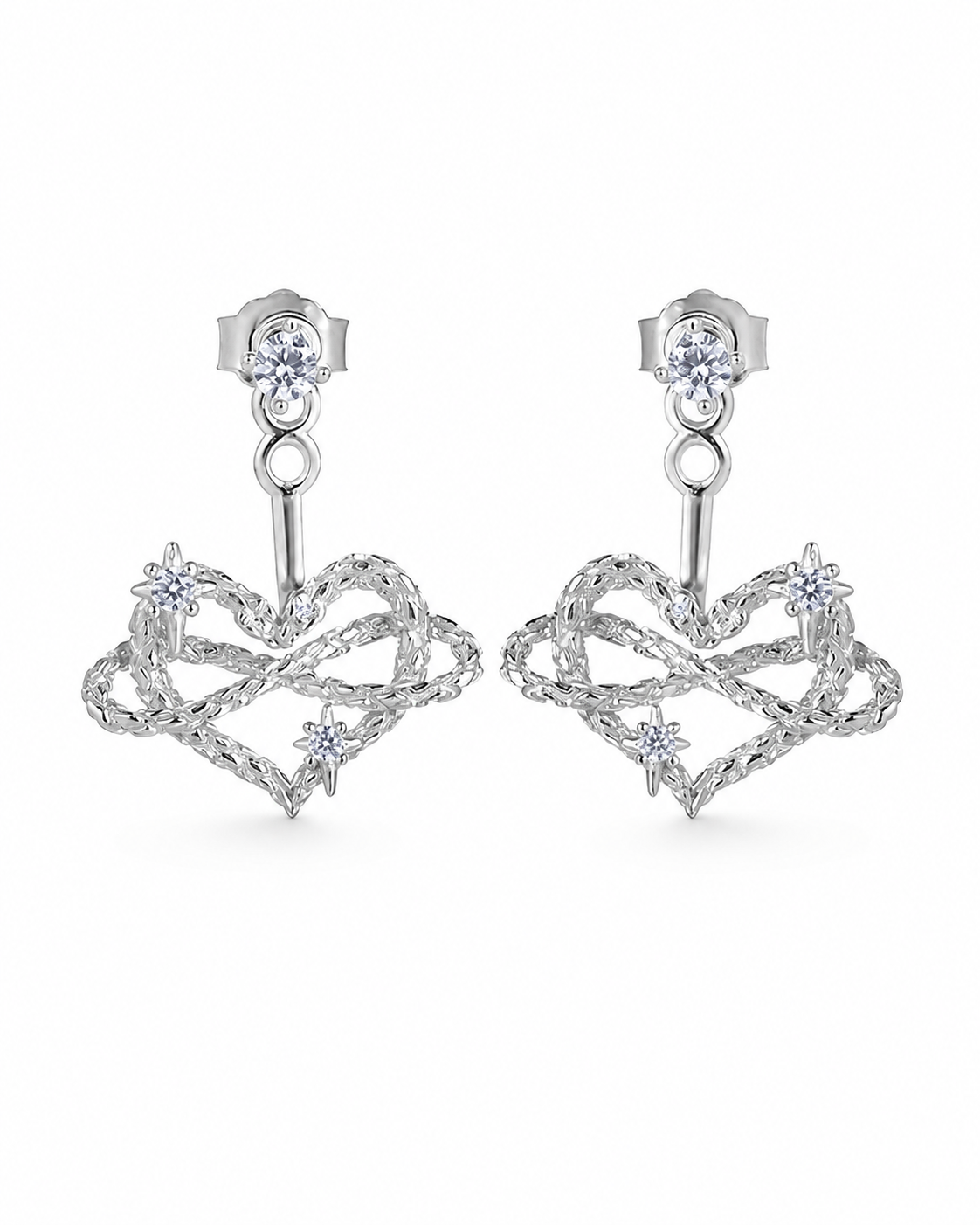 Silver Amora Interlocking Heart Earrings