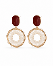 Burgundy Solène Woven Circle Earrings