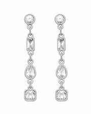 Geometric Drop / Silver Crystal Drop Earring Series