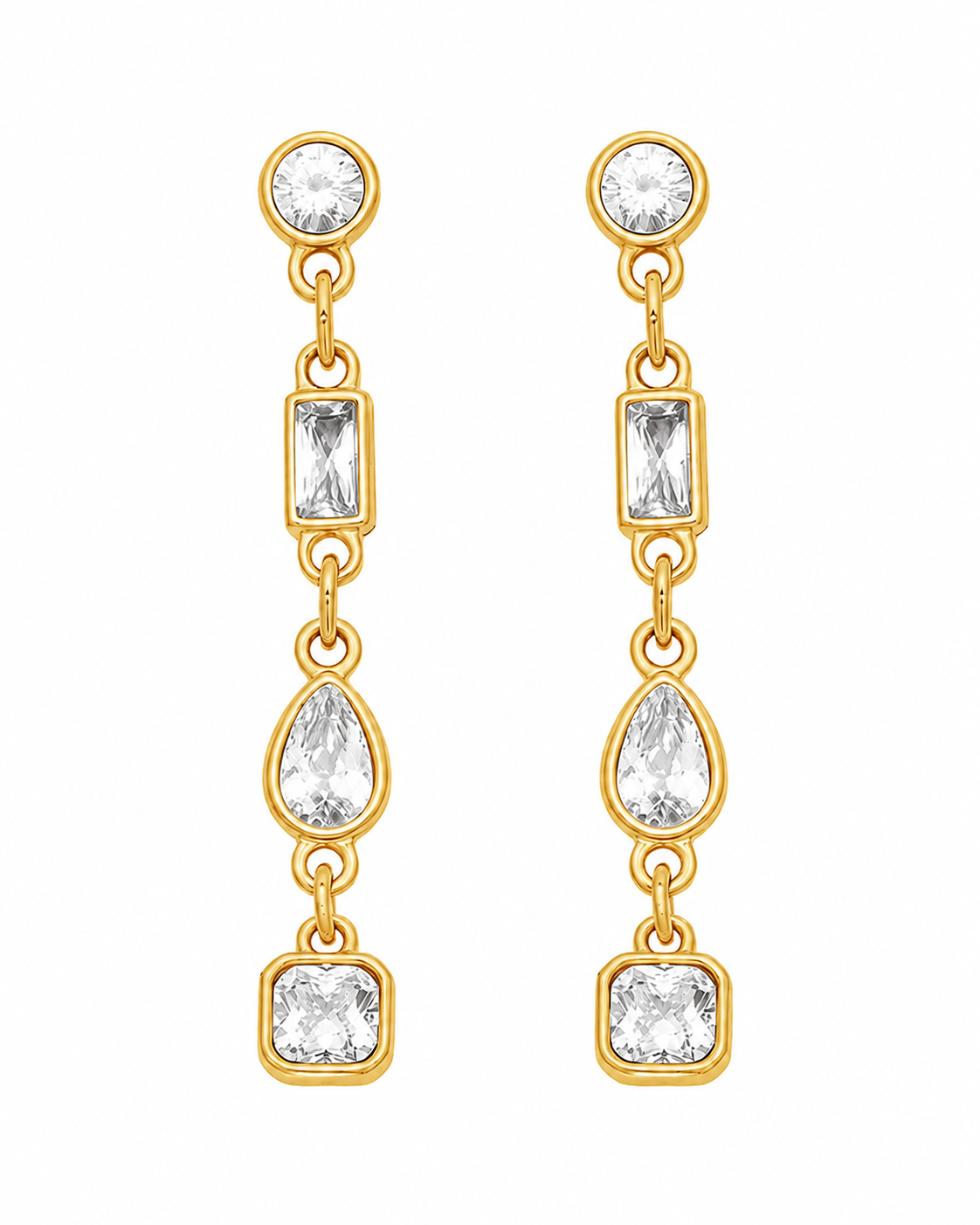 Geometric Drop / Gold Crystal Drop Earring Series