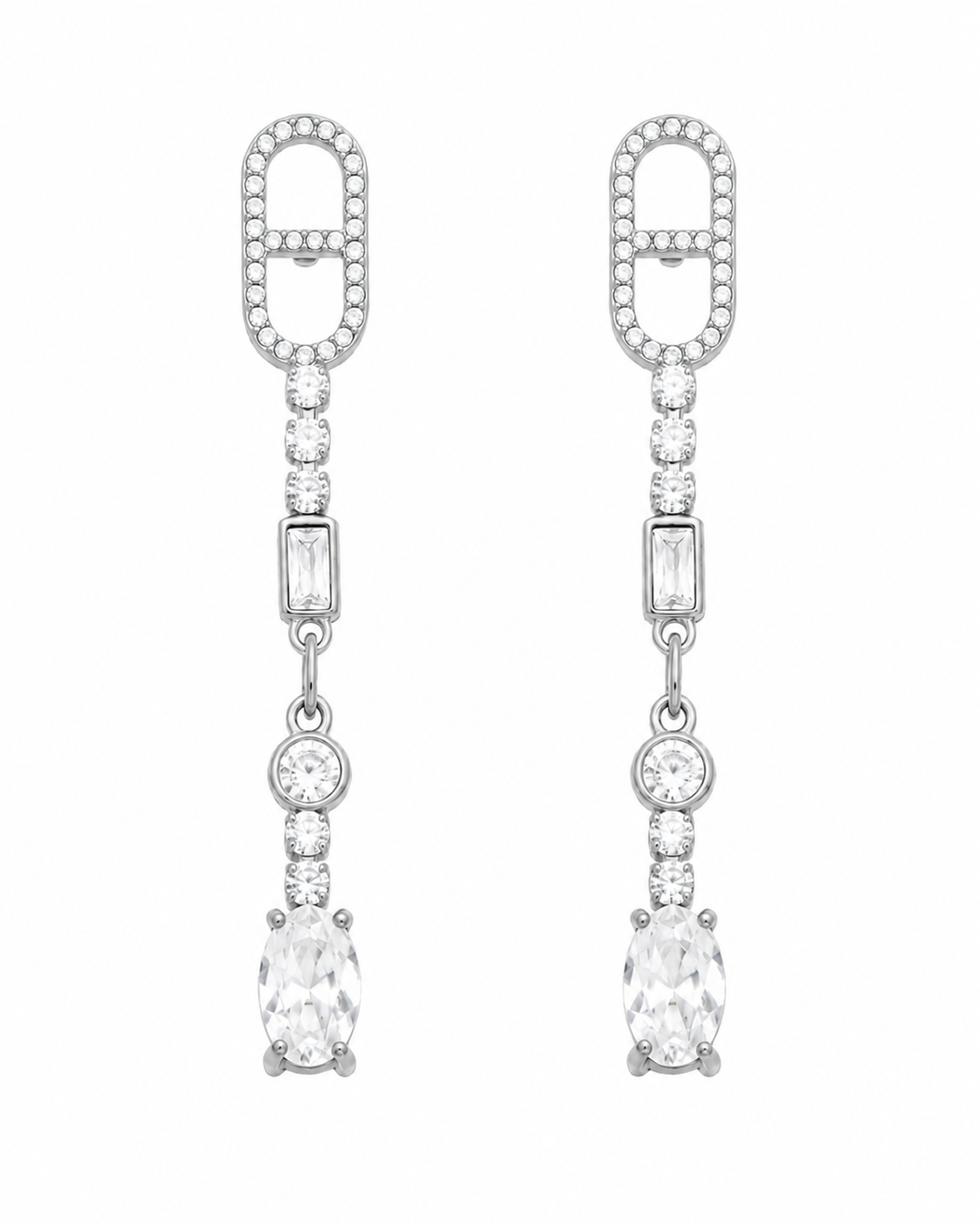 Link Drop / Silver Crystal Drop Earring Series