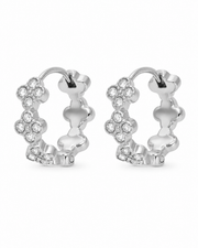 Silver / Clear Crystal Flower Huggie Series