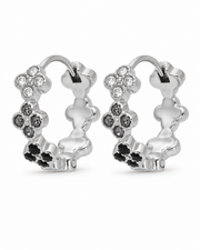 Silver / Black Crystal Flower Huggie Series