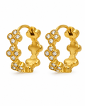 Gold / Clear Crystal Flower Huggie Series