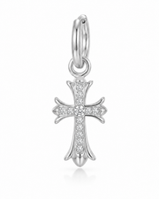 Silver Double Cross Drop Earrings