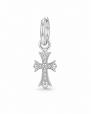 Silver Double Cross Drop Earrings