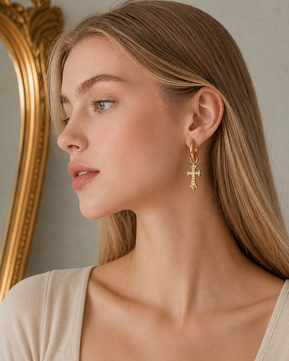 Double Cross Drop Earrings additional view 5
