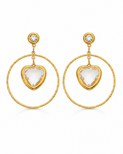 Clear Crystal Heart Drop Earrings