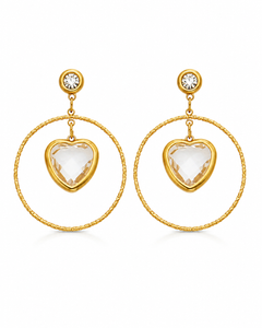 Crystal Heart Drop Earrings