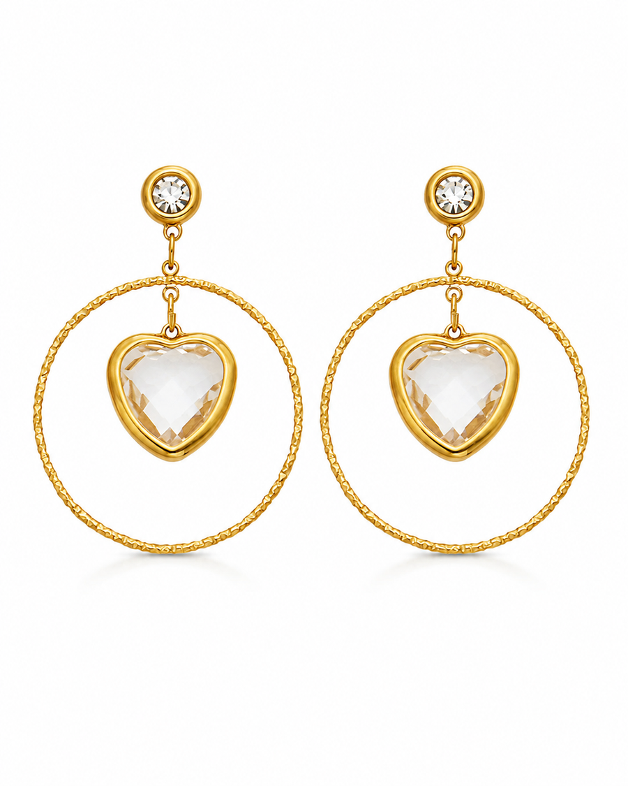 Crystal Heart Drop Earrings
