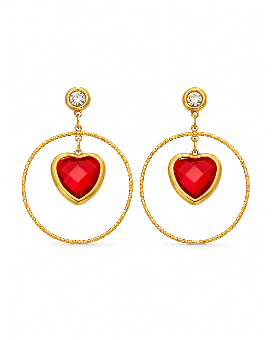 Crystal Heart Drop Earrings