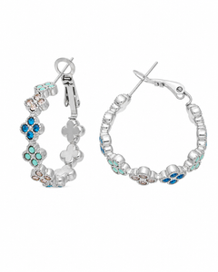 Crystal Clover Hoop Earrings