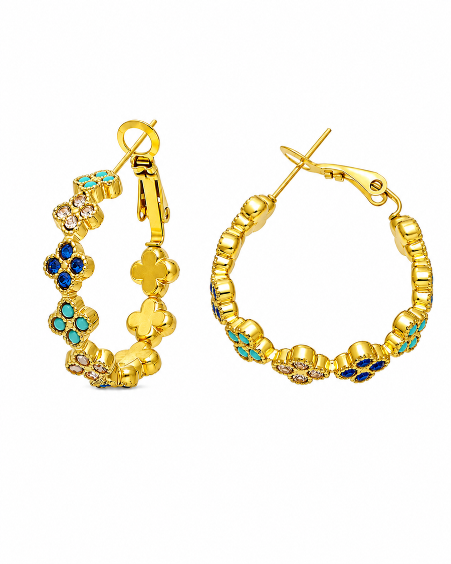 Crystal Clover Hoop Earrings