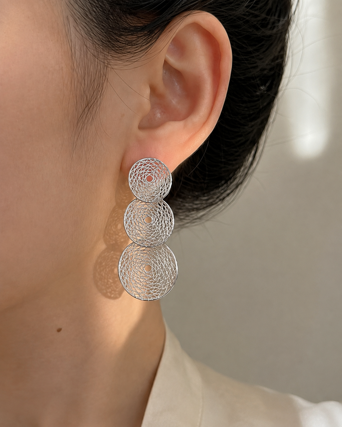 Liora Mesh Drop Earrings with eco-friendly copper finish: electroplated additional view 4