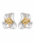 Sculpted Petal Stud Earrings with eco-friendly copper finish: electroplated