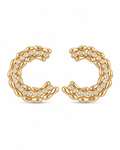 Gold Crescent Crystal Stud Earrings
