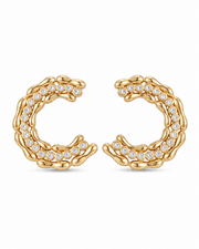 Gold Crescent Crystal Stud Earrings