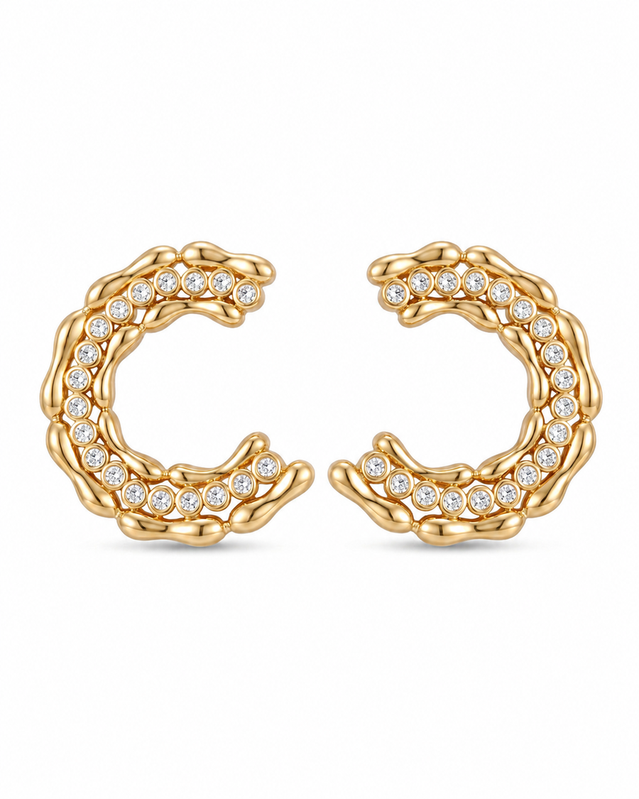 Crescent Crystal Stud Earrings