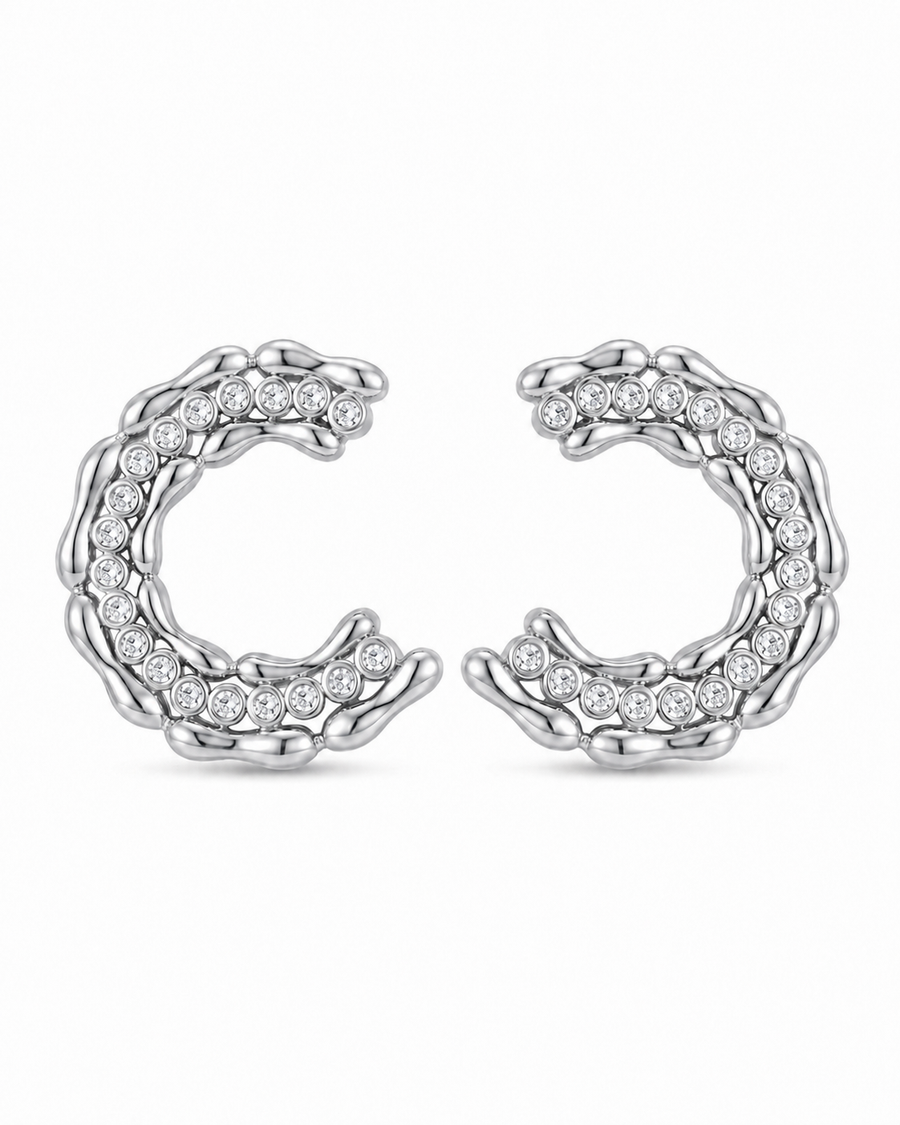 Crescent Crystal Stud Earrings