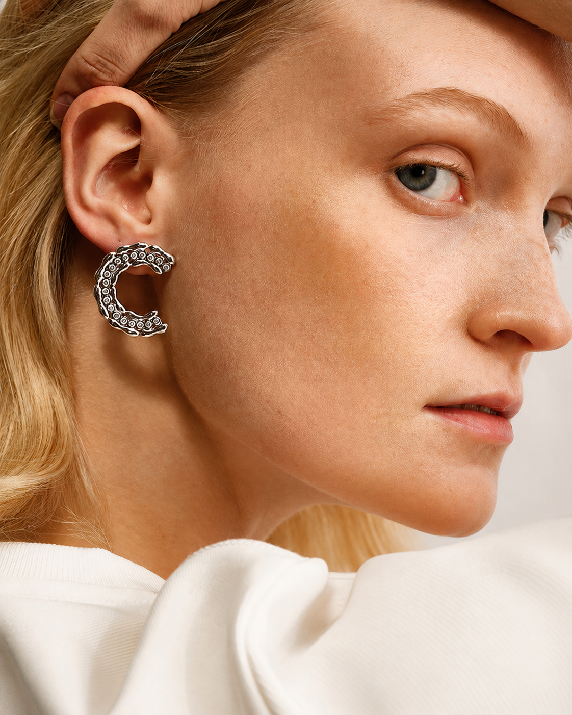 Crescent Crystal Stud Earrings additional view 4