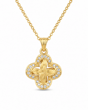 Necklace / Gold Vintage Clover Jewelry Series with eco-friendly copper finish: electroplated