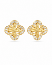 Earrings / Gold Vintage Clover Jewelry Series with eco-friendly copper finish: electroplated