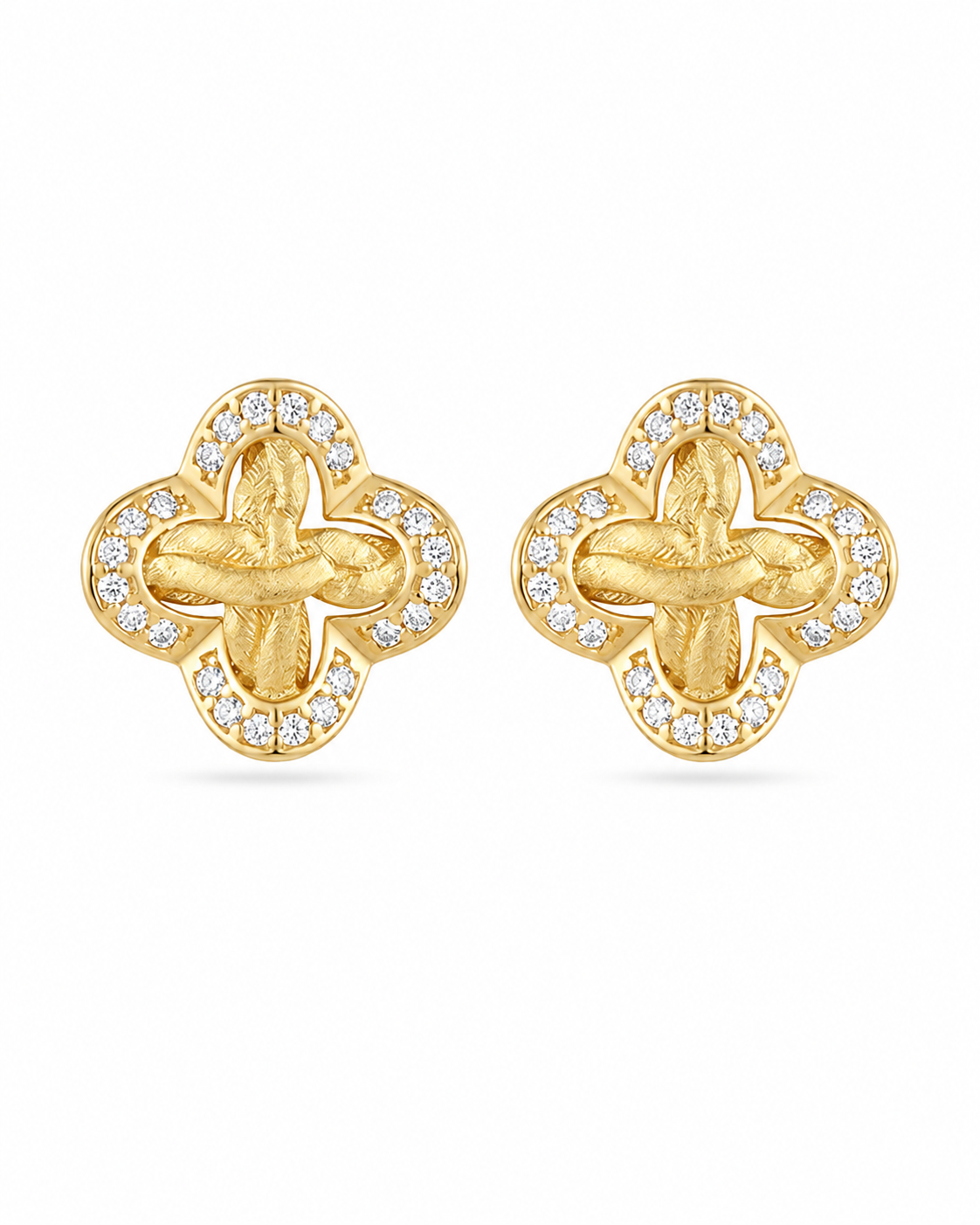 Earrings / Gold Vintage Clover Jewelry Series with eco-friendly copper finish: electroplated