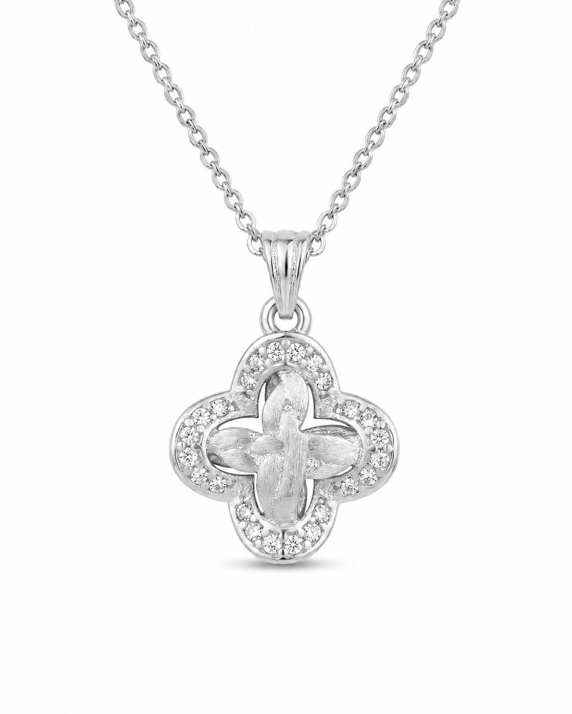 Necklace / Silver Vintage Clover Jewelry Series with eco-friendly copper finish: electroplated