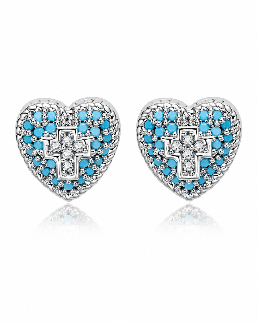 Sacred Heart Turquoise Studs