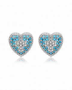 Sacred Heart Turquoise Studs