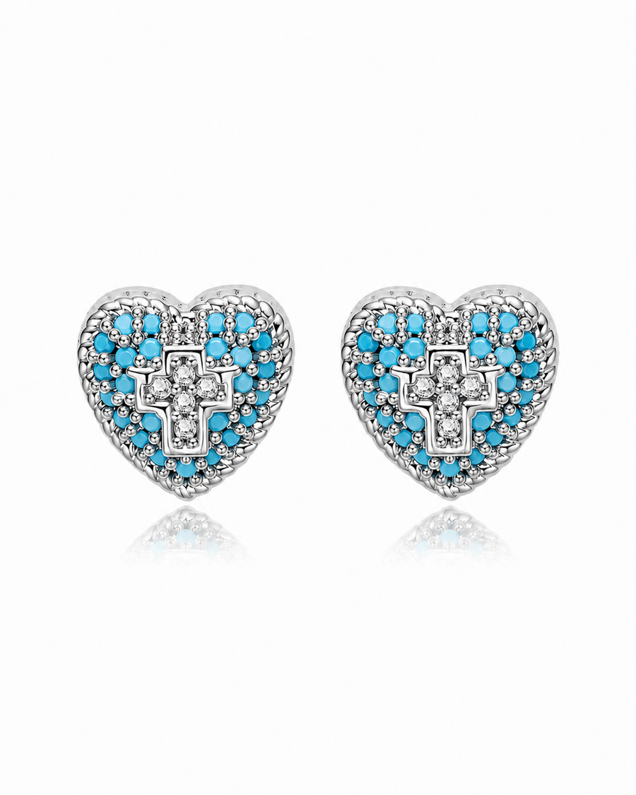 Sacred Heart Turquoise Studs