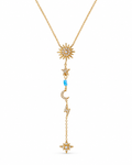 Celestial Y-Drop Necklace with stainless steel finish: 18k gold plated