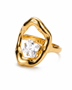 Sculpted Square Crystal Ring
