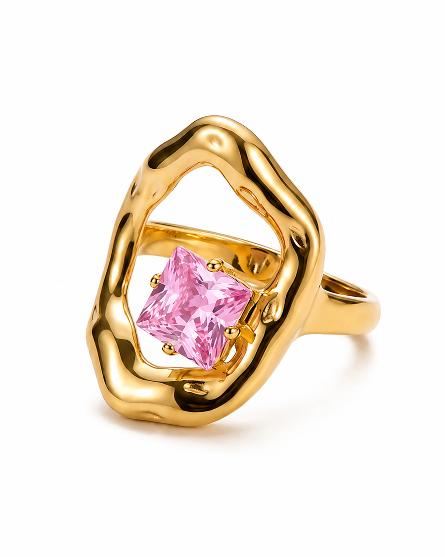 Sculpted Square Crystal Ring
