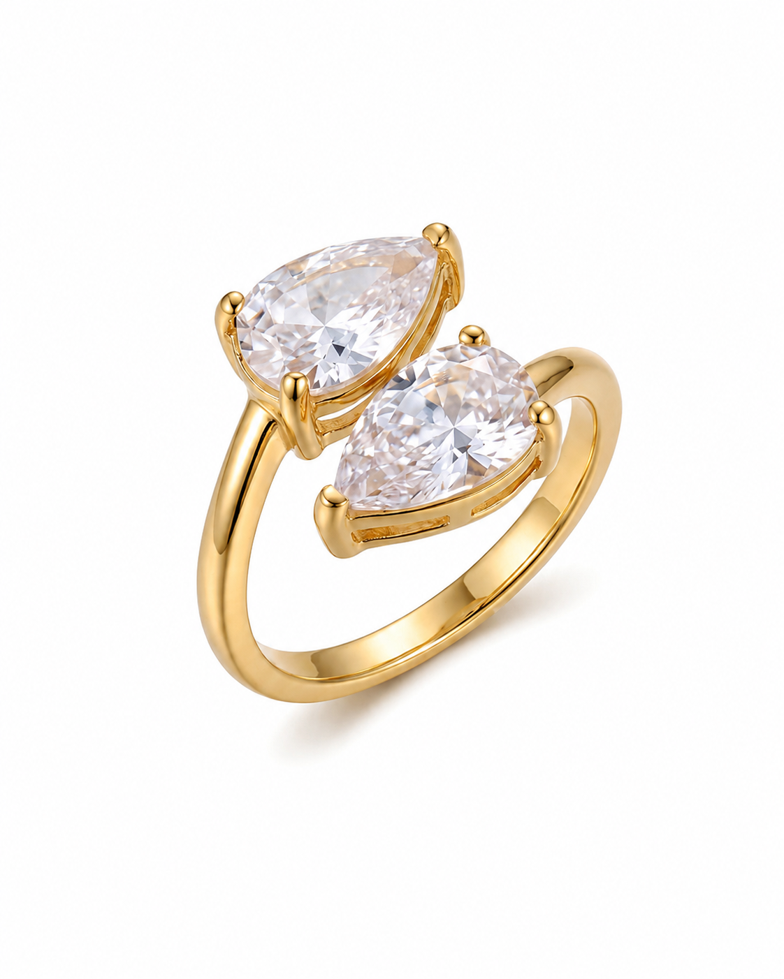 Clear Twin Teardrop Crystal Ring