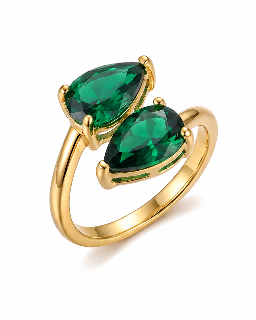 Twin Teardrop Crystal Ring
