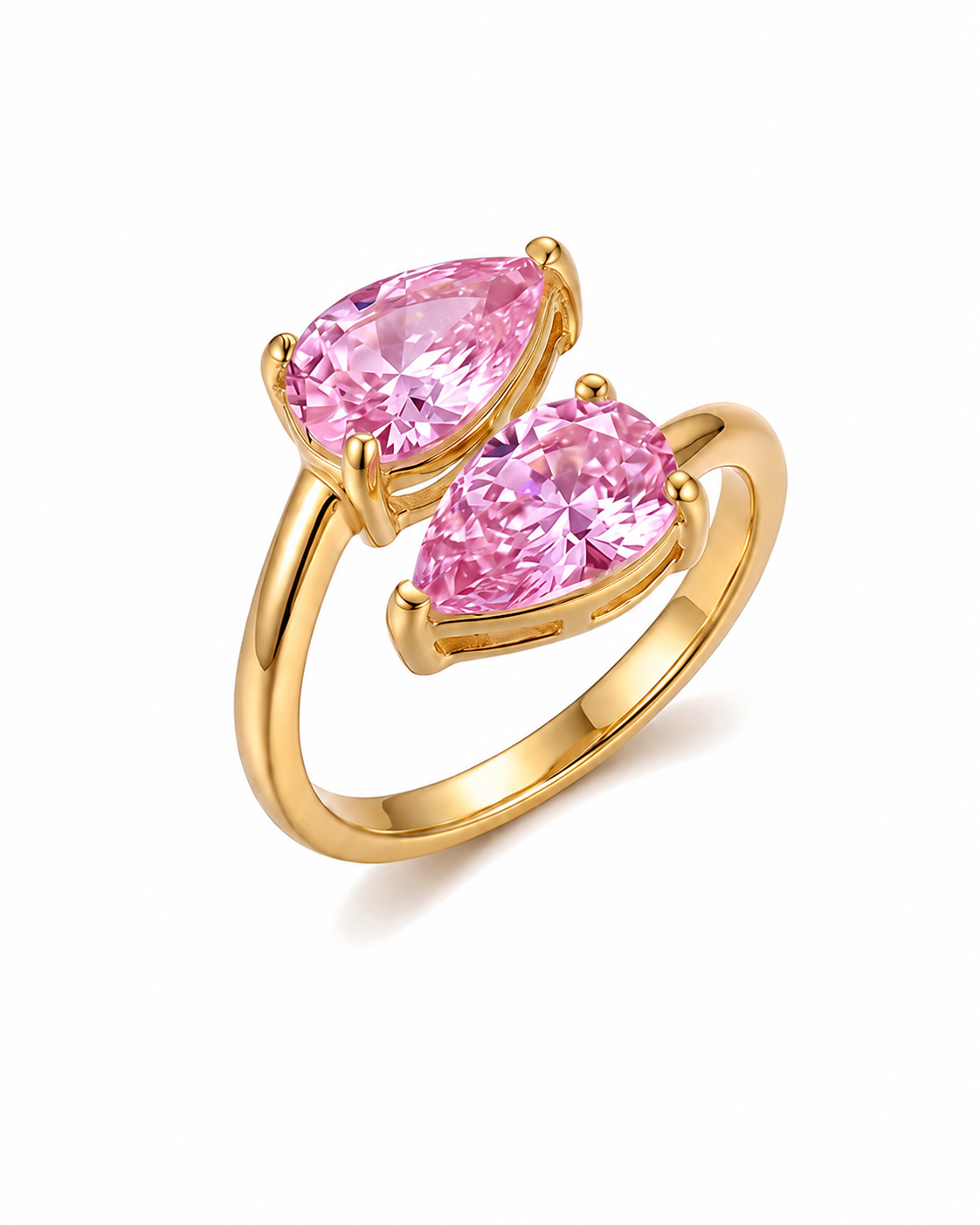 Pink Twin Teardrop Crystal Ring