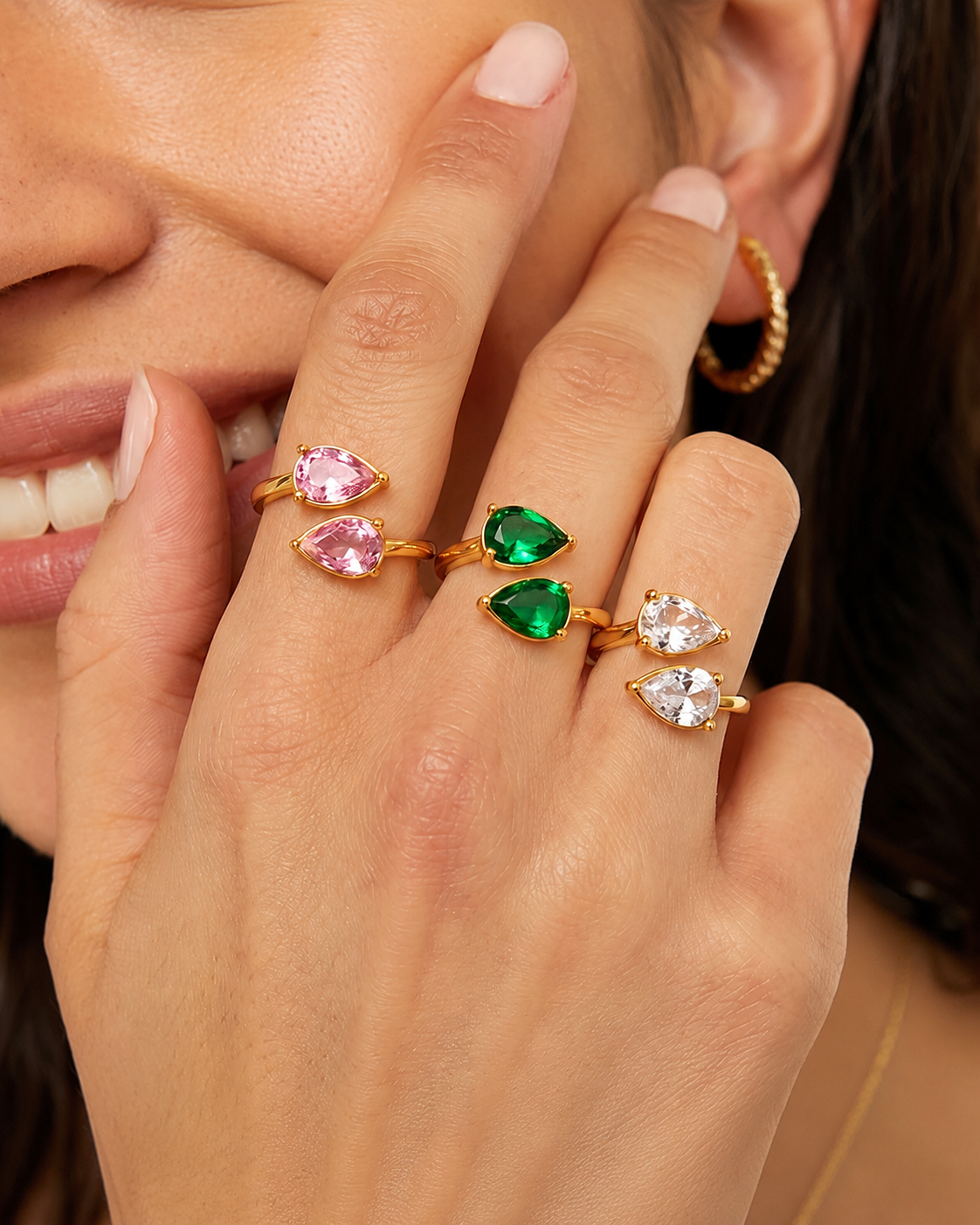 Twin Teardrop Crystal Ring additional view 4