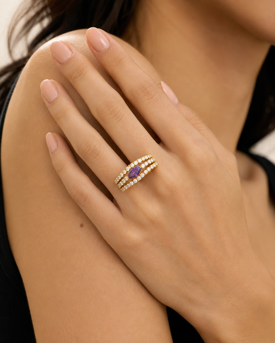 Violet Marquise Crystal Ring alternate view