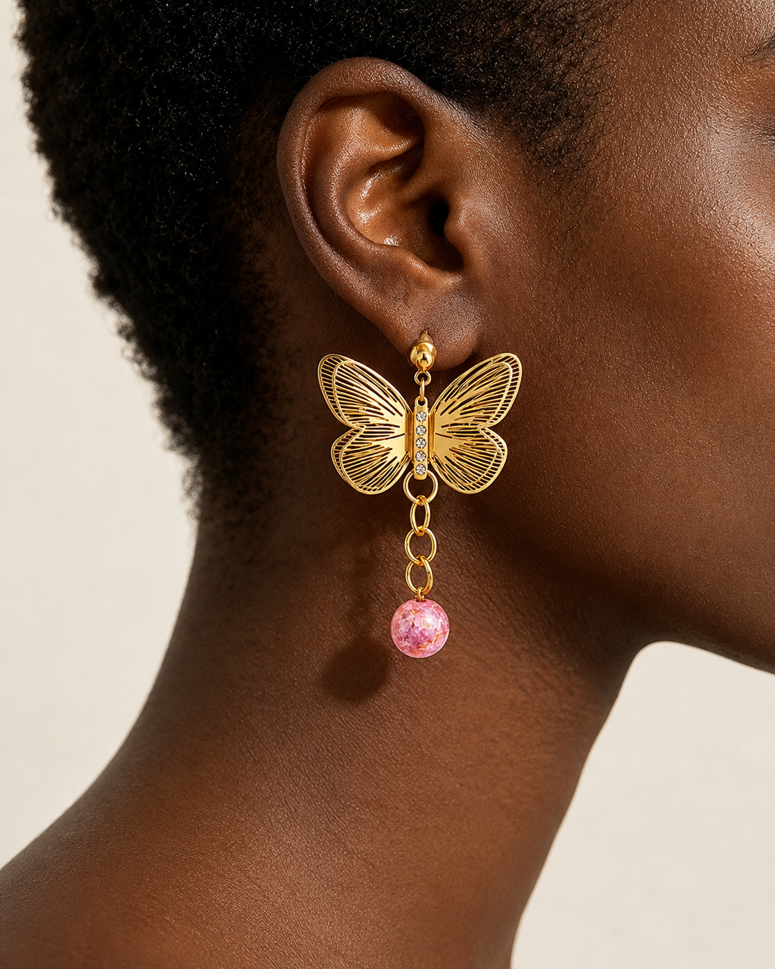 Butterfly Crystal Drop Earrings alternate view