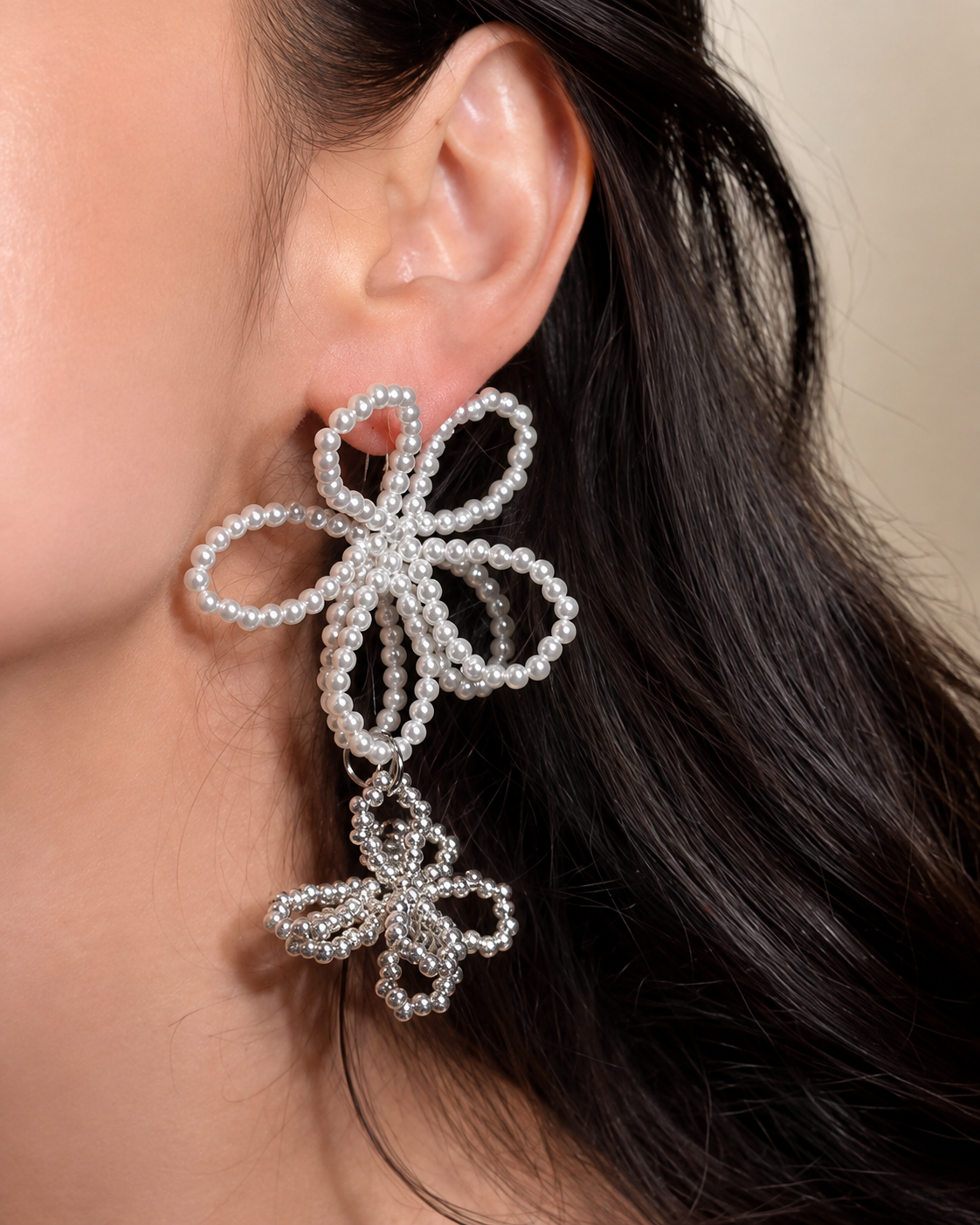 Pearl Bloom Asymmetrical Earrings alternate view