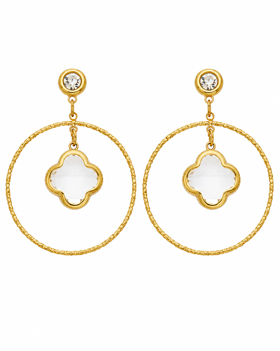 White Clover Halo Drop Earring Series